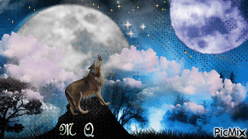 howling at the mooon - GIF animate gratis