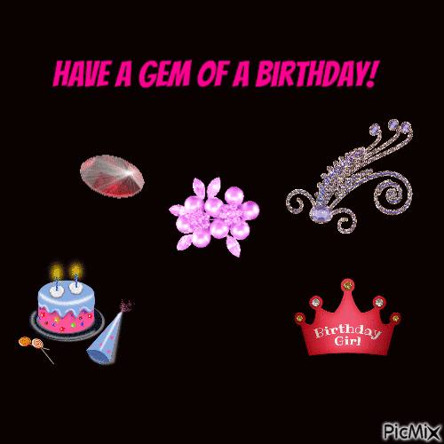 Birthday jewel greeting - Free animated GIF