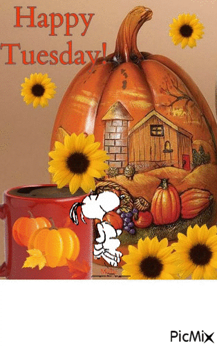 tuesday pumpkin coffee good morning october halloween - Zdarma animovaný GIF