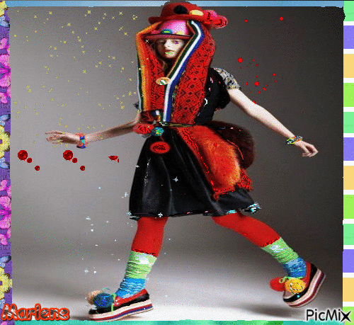 Portrait Girl Deco Glitter Colors Fashion - GIF animado gratis