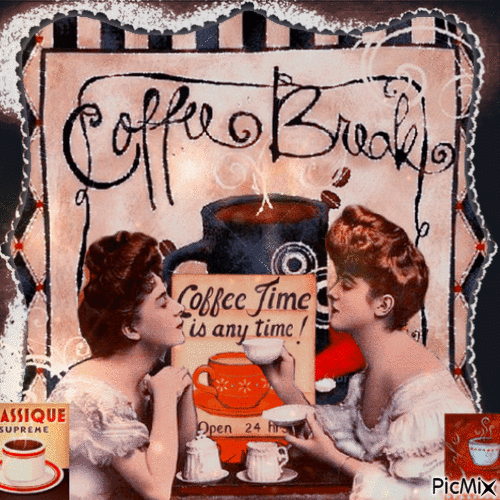 Retro Damen beim Kaffee trinken - 無料のアニメーション GIF