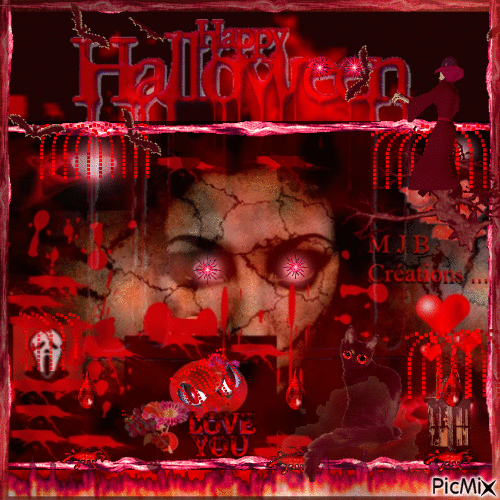 .. Halloween Rouge .. M J B Créations - Gratis animeret GIF
