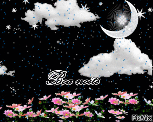 boa noite com nuvens - GIF animado gratis