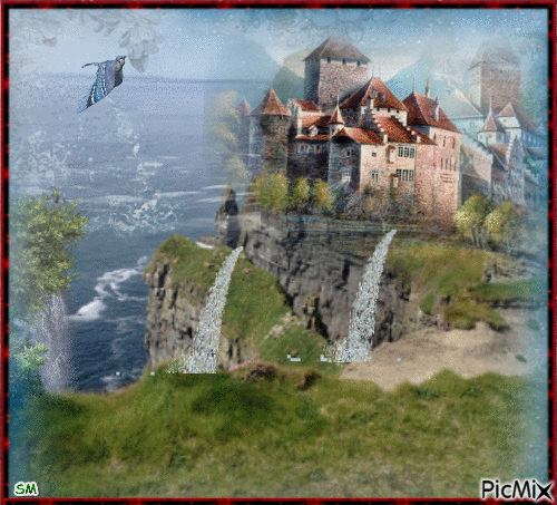 CASTLE IN THE CLIF - Free animated GIF