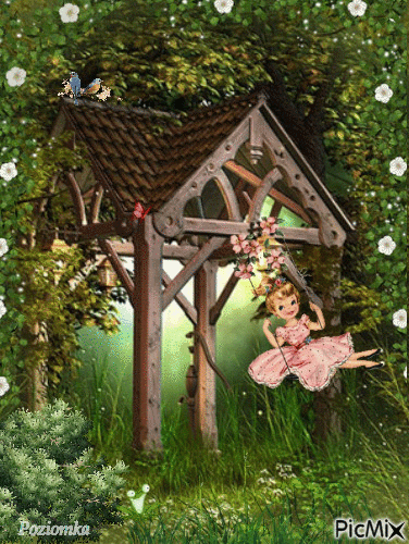 girl in the garden - GIF animate gratis