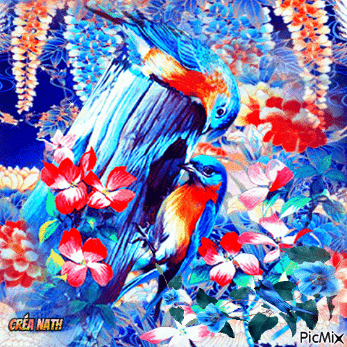 Les oiseaux du printemps - Darmowy animowany GIF