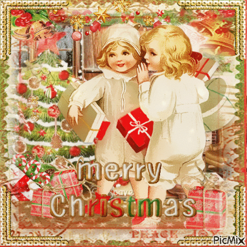 Christmas gift children vintage - Δωρεάν κινούμενο GIF