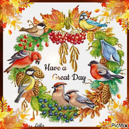 Have a Great Day. Autumn. Birds - Ingyenes animált GIF