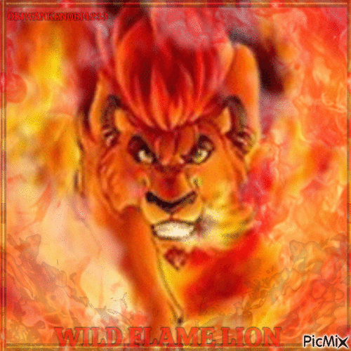 Wild Flame Lion - Darmowy animowany GIF