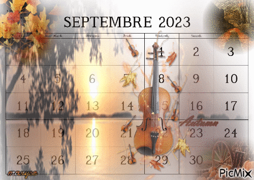calendrier septembre 2023 - GIF animate gratis