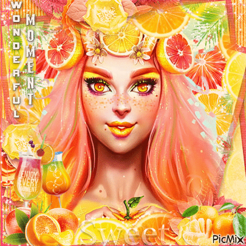 Portrait With Oranges - Free animated GIF