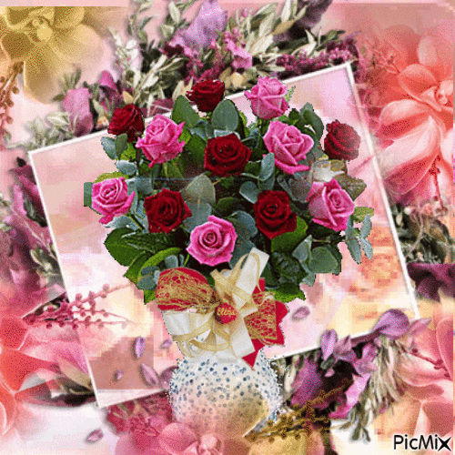 Bouquet de fleurs - GIF animé gratuit