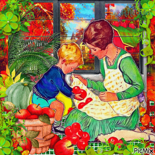 Autumn in red and green - GIF animado gratis