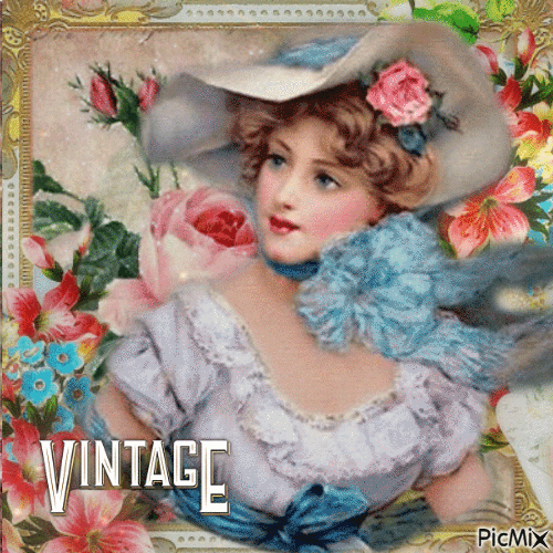 viktorianischen Dame mit Blumen - GIF animé gratuit