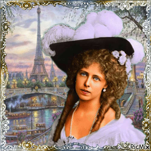 Vintage Frau mit Hut in Paris - GIF animé gratuit