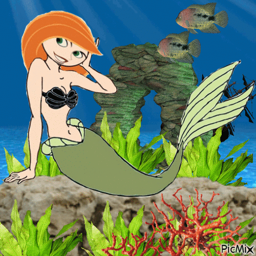 Mermaid Kim Possible underwater - Бесплатный анимированный гифка