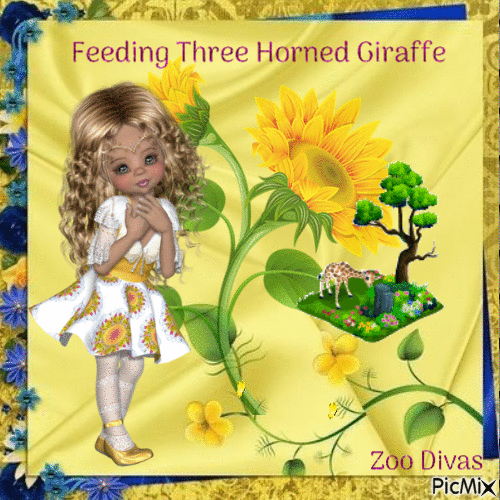 Feeding Three Horned Giraffe - Free animated GIF