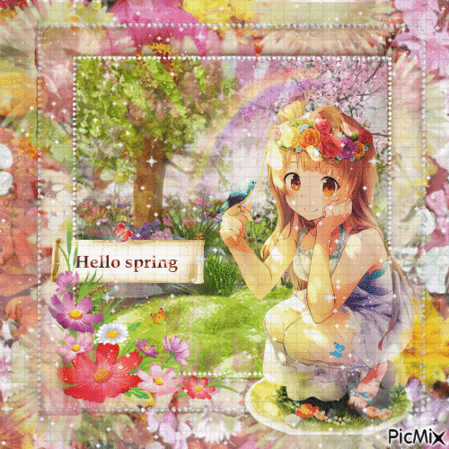 Hello spring 🌼 elizamio - 免费动画 GIF