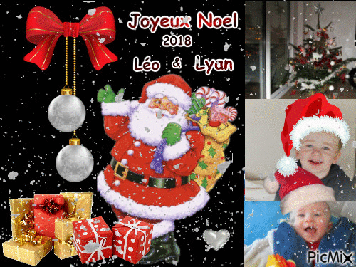 Joyeux Noel 2018 Léo et Lyan - Darmowy animowany GIF