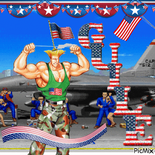 Street Fighter 2 Guile USA - Free animated GIF