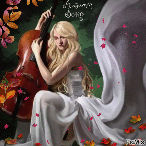 VIOLINIST IN AUTUMN - Free animated GIF