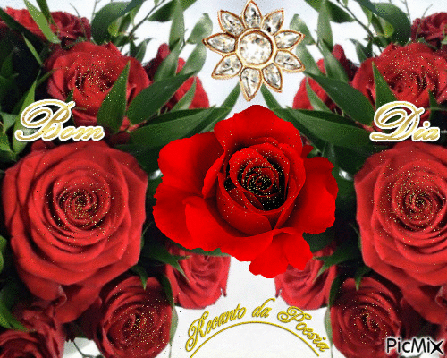 Rosas vemelhas Bom dia - Бесплатный анимированный гифка