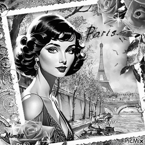 Paris vintage noir et blanc - GIF animado grátis