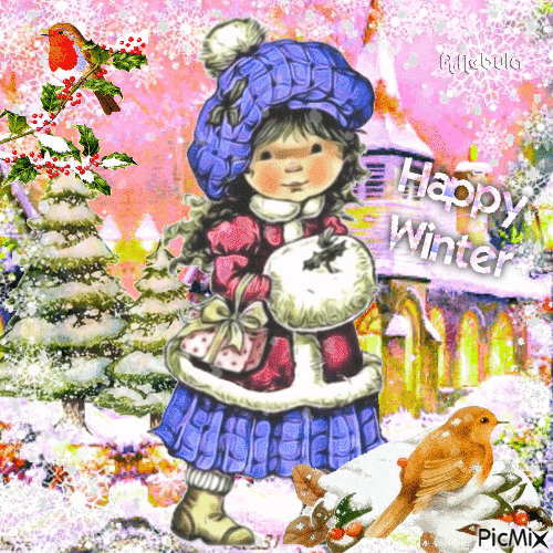 Vintage Happy Winter - GIF animé gratuit