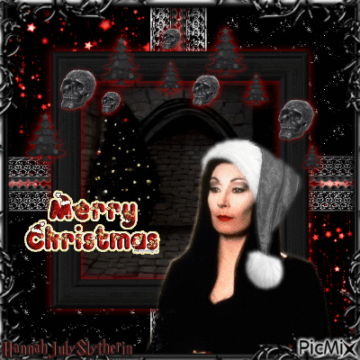 {♦}Merry Gothic Christmas with Morticia Addams{♦} - Бесплатный анимированный гифка