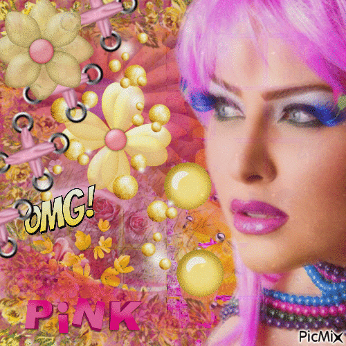 Girl In Pink & Yellow | For Competition - GIF animado grátis