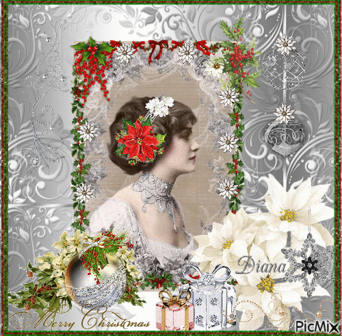 Belle Epoque Christmas card - Free animated GIF