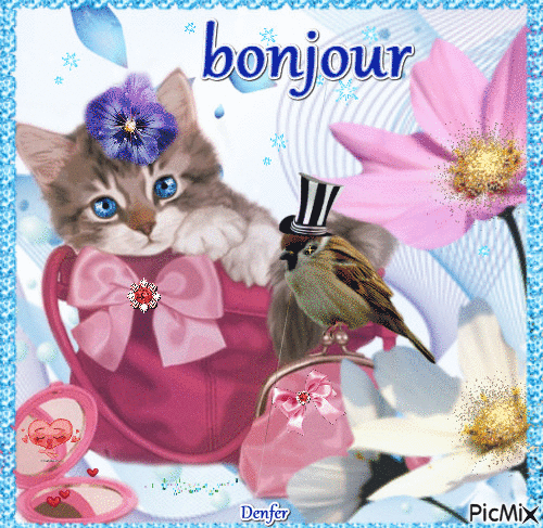 chat bonjour - Zdarma animovaný GIF