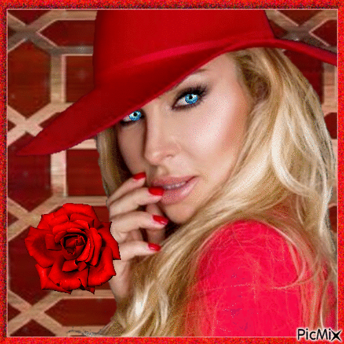 Woman in Red Hat - Bezmaksas animēts GIF
