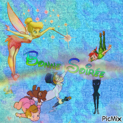Bonne soirée Peter Pan & Clochette :) - Darmowy animowany GIF