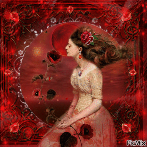 Lady in red-fantasy - Безплатен анимиран GIF