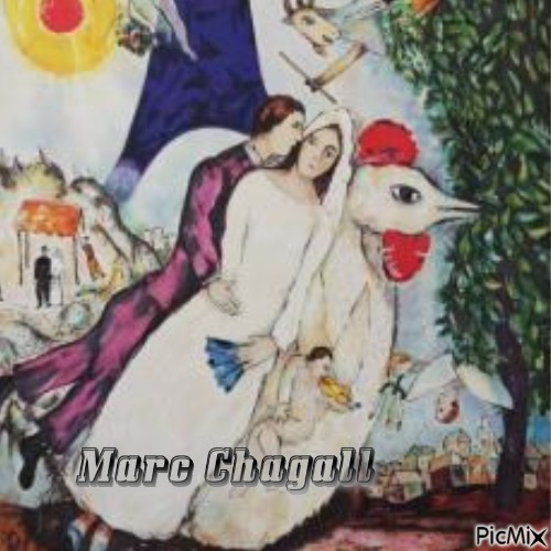 Marc Chagall ( les mariés de la tour Eiffel)...concours - PNG gratuit