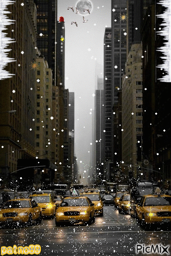 New York sous la neige - GIF animado gratis