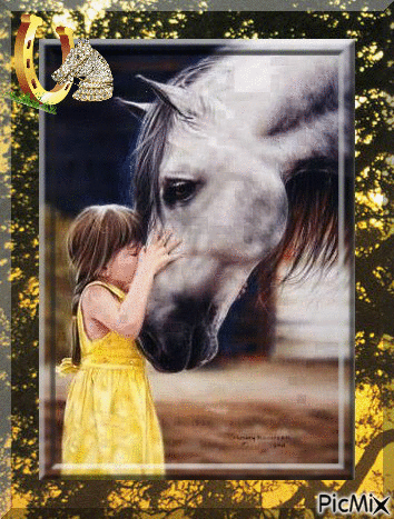 enfant et cheval - Gratis animeret GIF