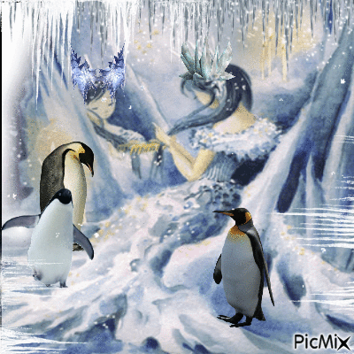 ice queens and penquins - GIF animate gratis