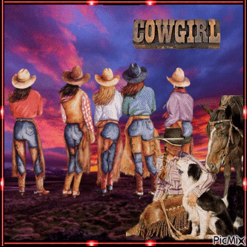 Cowgirl Sunset - 無料のアニメーション GIF