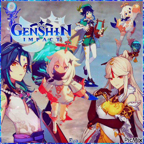Genshin impact... 💙💜💗 - Бесплатный анимированный гифка