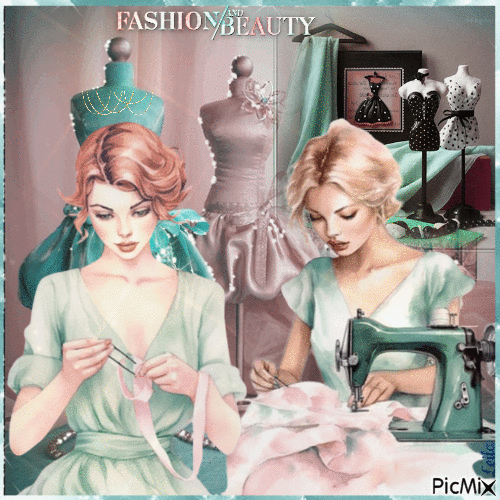 Fashion and Beauty. Sew women - 無料のアニメーション GIF