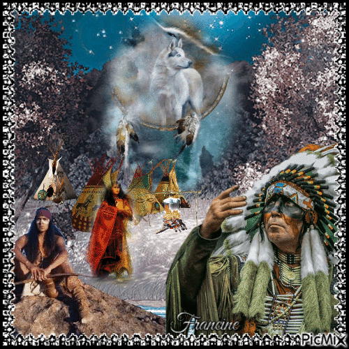 Les Amérindiens 🐺🐺🐺 - Gratis animeret GIF