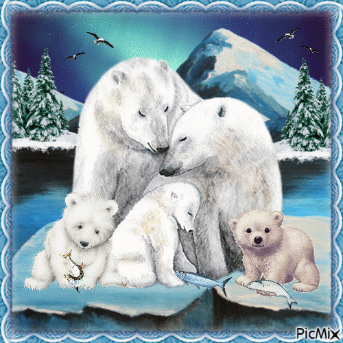 Eisbärenfamilie - Gratis animerad GIF