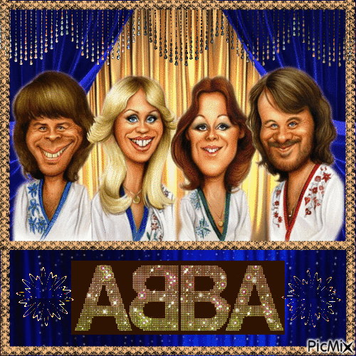 Lieblingsmusikgruppe - Cartoon-Zeichnung... ABBA - Gratis geanimeerde GIF
