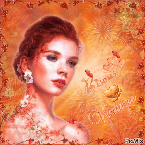 ..Portrait , ton Orange  .. M J B Créations - Gratis animeret GIF