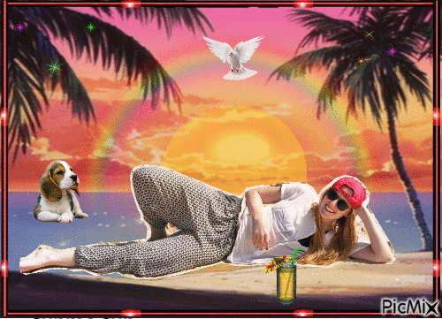 beach babe - GIF animé gratuit