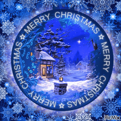 Merry Christmas - Blue Christmas Ball - Безплатен анимиран GIF