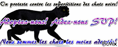 Contre l'abandon des chats noirs! - Бесплатный анимированный гифка