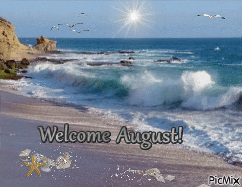 Welcome August - GIF animasi gratis